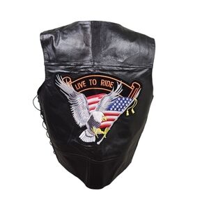 Diamond Plate Buffalo Genuine Leather Motorcycle Vest, sz 3X